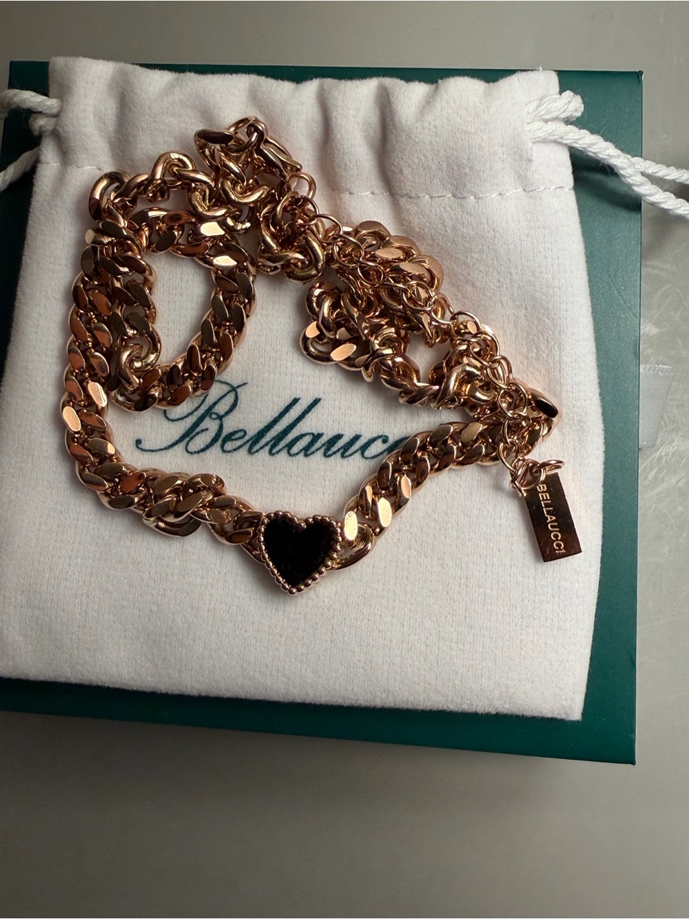 Bellaucci Rose Gold Heart Black Heart Chain Necklace